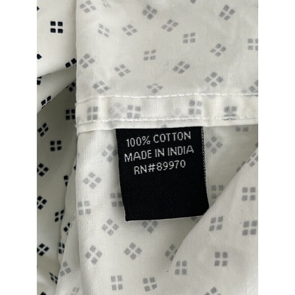 Eighty Eight Men's Short Sleeve White Blue Button Down 100% Cotton Shirt Large - Picture 6 of 8